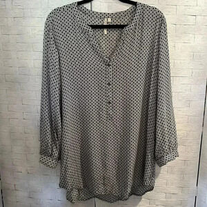 grand & greene® Diamond Print Blouse Size XL Black/White an excellent condition